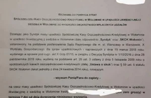 Syndyk wysyła członkom upadłego SKOK Wołomin wezwania do zapłaty