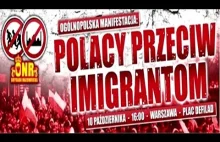 10.10.2015 sobota, W-wa, Plac Defilad g. 16:00. Manifestacja antyimigracyjna.