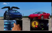 Tesla SUV vs Ferrari - drag race