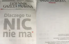 Puste pierwsze strony największych gazet w Polsce