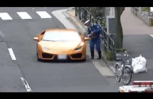 Japoński policjant na rowerze złapał Lamborghini Huracan ( ͡° ͜ʖ ͡°)