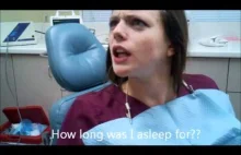 Zabawna reakcja na gaz rozweselający podany podczas zabiegu dentystycznego