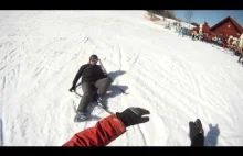 Snowboard vs Ski - czołowe zderzenie :)