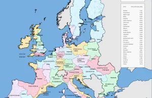 Unia Europejska podzielona na "państwa" o podobnej liczbie ludności.