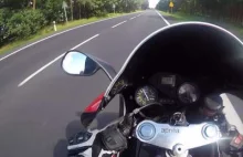 Uczynny motocyklista ściga kierowcę tira aby poinformować go o zagrożeniu