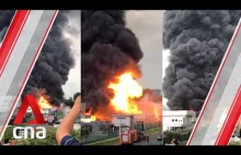 Olbrzymi pożar zbiorników LPG w Singapurze