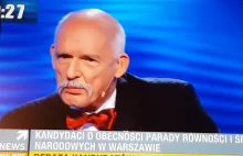 Wypowiedź Korwin-Mikkego hitem debaty na prezydenta Warszawy [wideo]