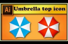 Umbrella top view, summer icon - Adobe Illustrator tutorial