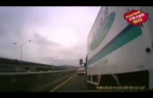 Idiota w ciężarówce doprowadza do wypadku