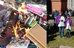 Ksiądz z Gdańska spalił książki na stosie. Sprawa w prokuraturze.