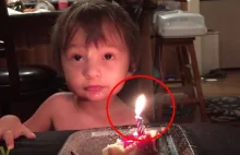 Ten chłopiec próbował wszystkiego, żeby zdmuchnąć świeczkę. W końcu...