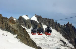 Kolejka Panoramic Mont Blanc z Punta Helbronner do Aiguille du Midi