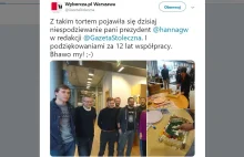 Po co udawać niezależność? HGW w stołecznej redakcji "Wyborczej" z tortem...