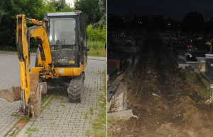 Sosnowiec: Ukradli koparkę i po pijaku rozkopali cmentarz