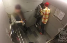 Mężczyzna w windzie obraża, bije i grozi swojej partnerce.