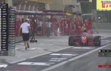 Wypadek z udziałem Raikkonena w pit stopie podczas GP Bahrajnu 2018