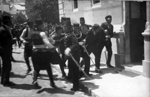 Arcyksiążę Ferdynand i Gavrilo Princip. Zamach w Sarajewie 28 czerwca 1914...