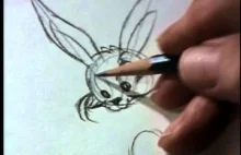 Chuck Jones,animator Looney Tunes,pokazuje jak poprawnie narysować królika Bugsa
