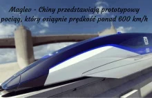 Maglev - Chiny przedstawiają prototypowy pociąg, który osiągnie 600 km/h