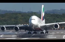 Lądowanie a380 przy silnym wietrze bocznym w Duesseldorfie