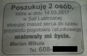 Pan Marian poszukuje dwóch osób, które uratowały mu życie