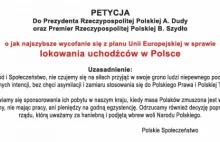 PETYCJA o nie lokowanie UCHODŹCÓW w Polsce.Podpisujemy i udostepniamy!