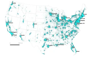 Amerykańskie dojazdy do pracy na mapach
