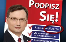 Błąd ortograficzny na plakacie SP. "Za solidarną Europom"