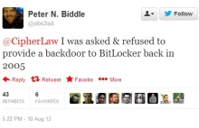 Twórca BitLockera: poproszono mnie o umieszczenie backdoora