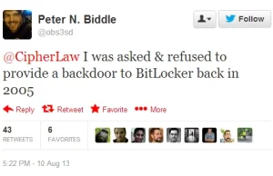 Twórca BitLockera: poproszono mnie o umieszczenie backdoora
