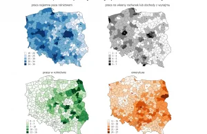 Źródła utrzymania Polaków na 4 mapach