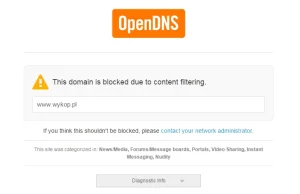 OpenDNS blokuje wykop
