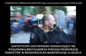 milicjant - sadysta podczas prowokacji 16.06.2014