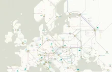 Niezwykle ciekawa i estetyczna mapa nocnych połączeń kolejowych w Europie