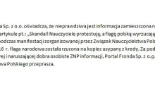 Fronda przeprasza za nieprawdziwą informację o wyrzuconej fladze