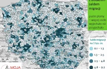 Gminy z przewagą nowych mieszkańców nad wyjeżdżającymi