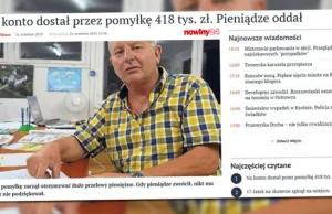 Przez pomyłkę dostał 418 tys. zł i oddał pieniądze