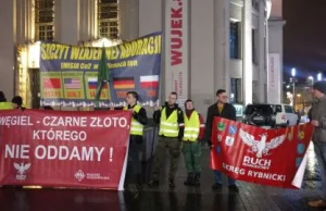 Narodowcy manifestują w Katowicach w obronie węgla. Przyszło kilkanaście osób...