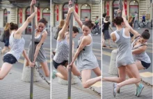 Darmowe pokazy pole dance w Warszawie! Tańczą na znakach drogowych...