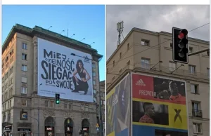 Nielegalna reklama Reeboka na placu Konstytucji w Warszawie?