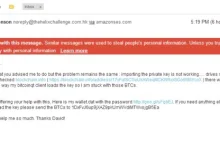 Bardzo sprytny phishing z portfelem pełnym bitcoinów
